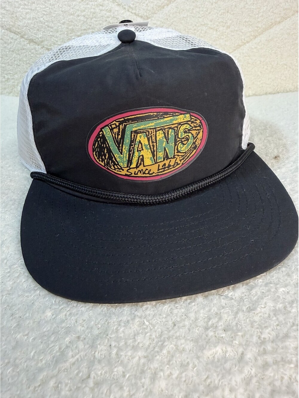Vans Sixty Sixers Unstructured Trucker Cap Hat Unisex Black White Mesh